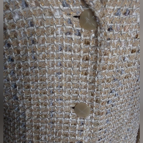 Le Suit Elegant Cream Tweed Skirt Suit - Picture 2 of 3